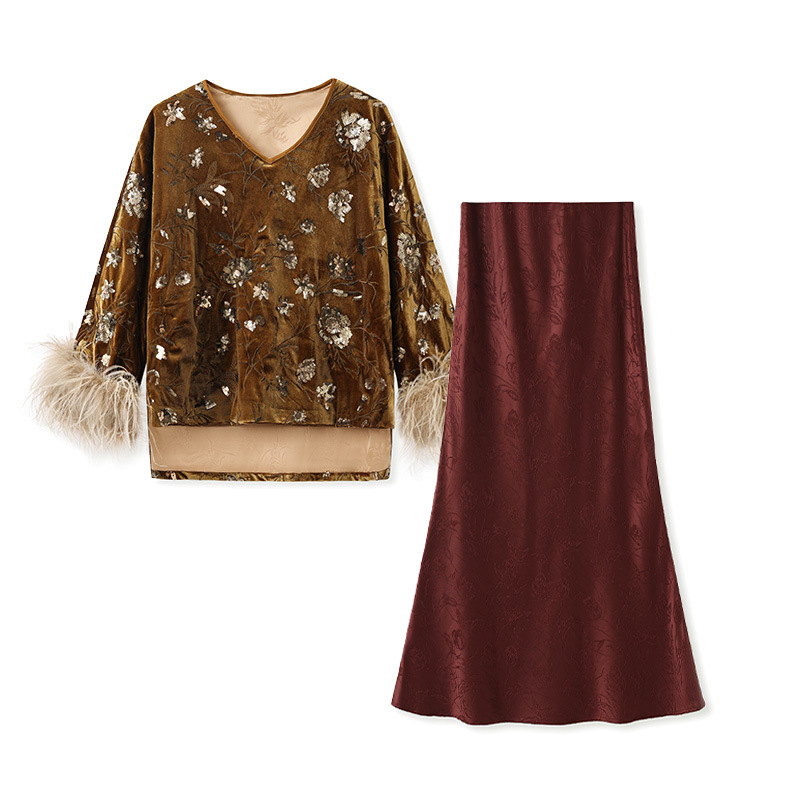 Embroidery Blouse - Conjunto de blusa de punho de