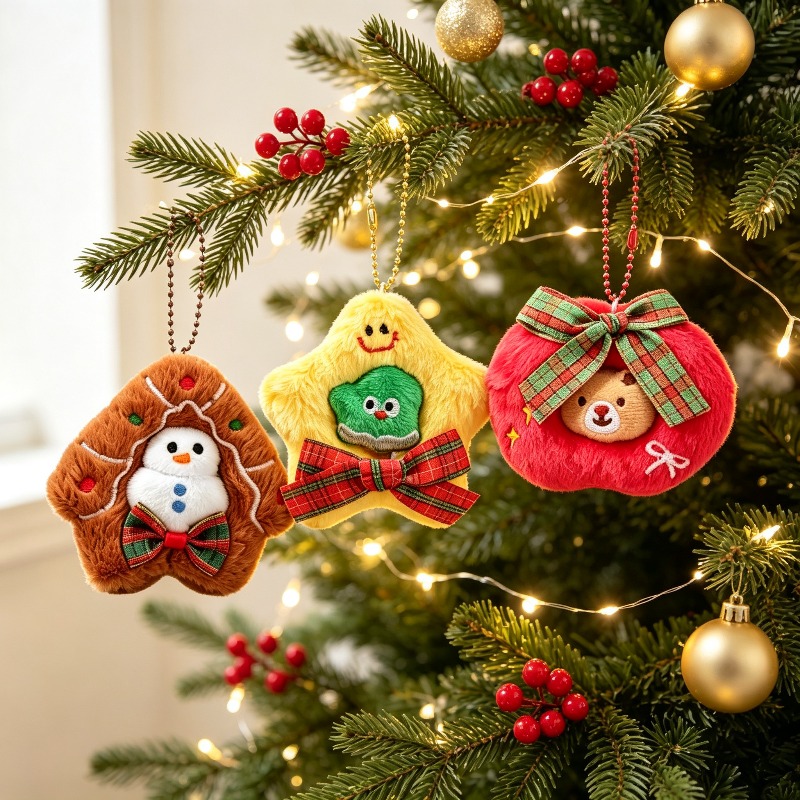 Embroidery Xmas Tree - Conjunto de 3 Enfeites de Natal