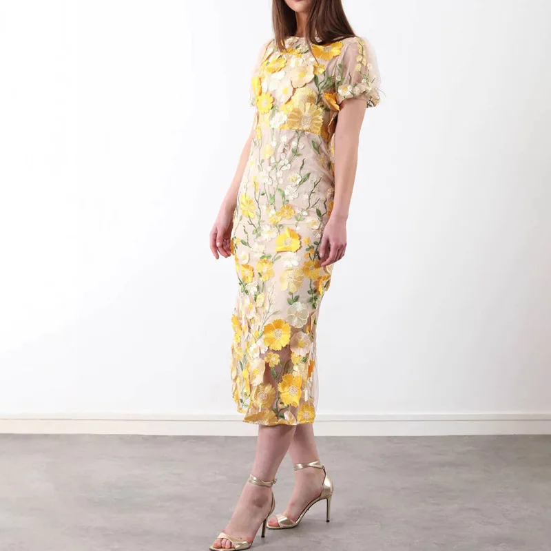 Embroidery Zara - Verão feminino cintura alta zíper na