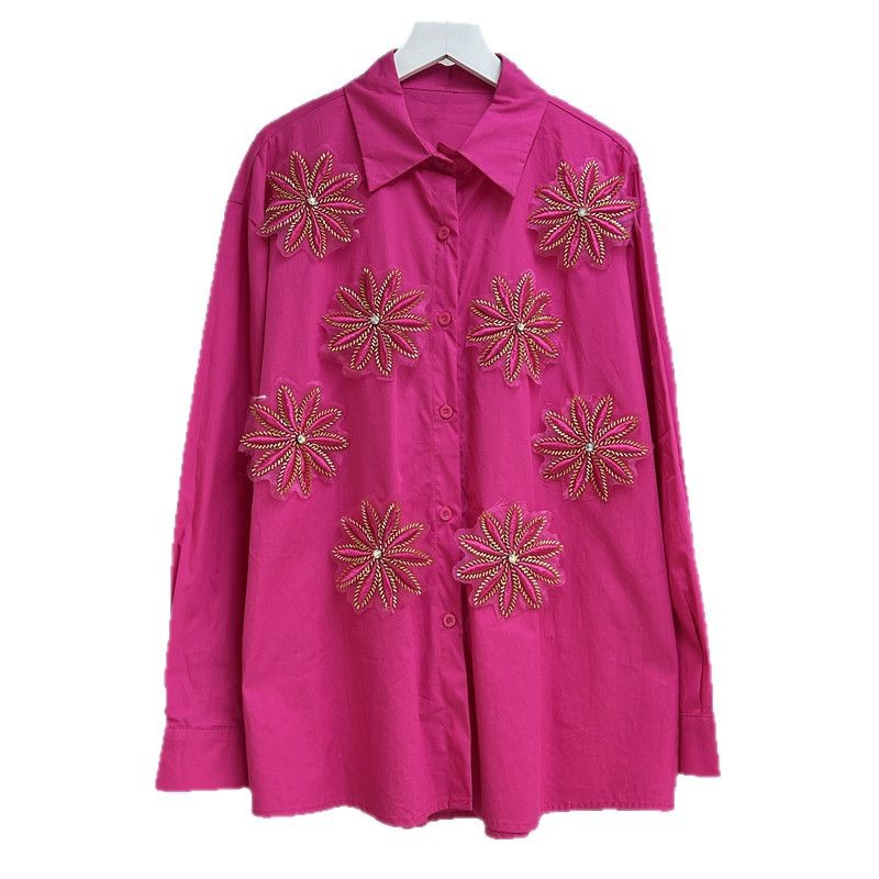 Embroidery Online - Blusas Femininas Vintage com Gola Reversa,
