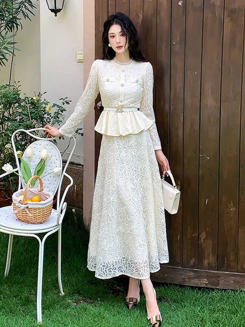 Embroidery Blouse - Formal de luxo noite renda duas