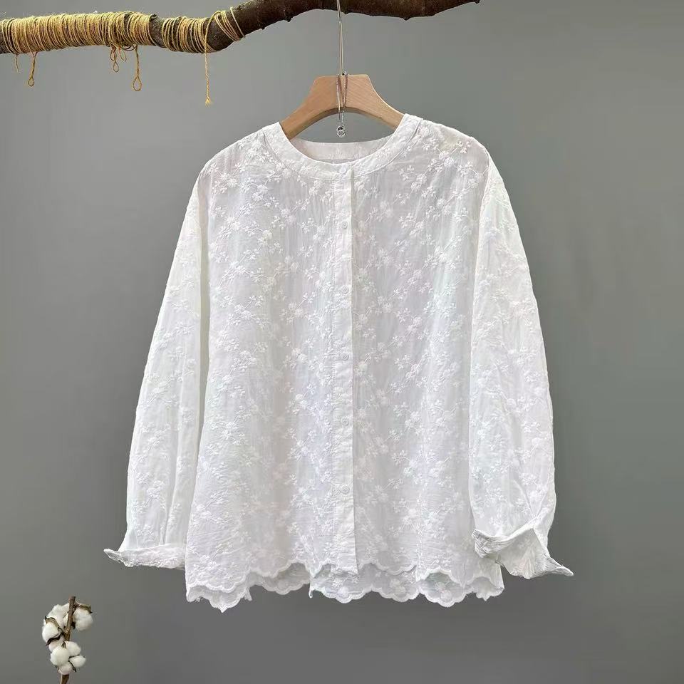 Embroidery Eyelet - Blusa Feminina 2026 de Renda Bordada