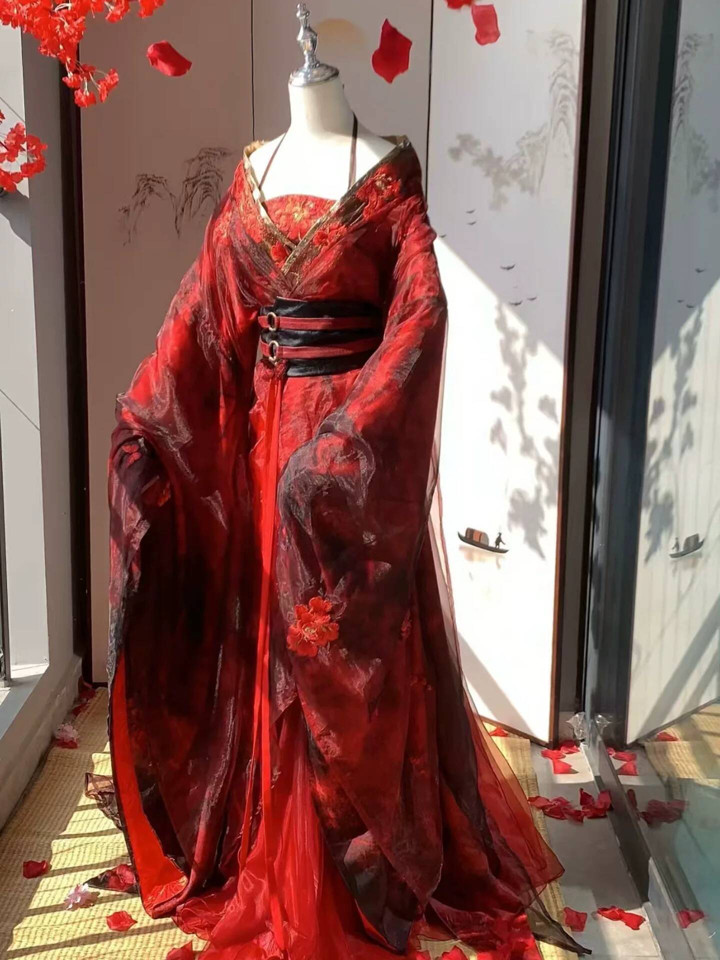 Embroidery Knit - Novo Hanfu Vermelho Datura Feminino, Estilo