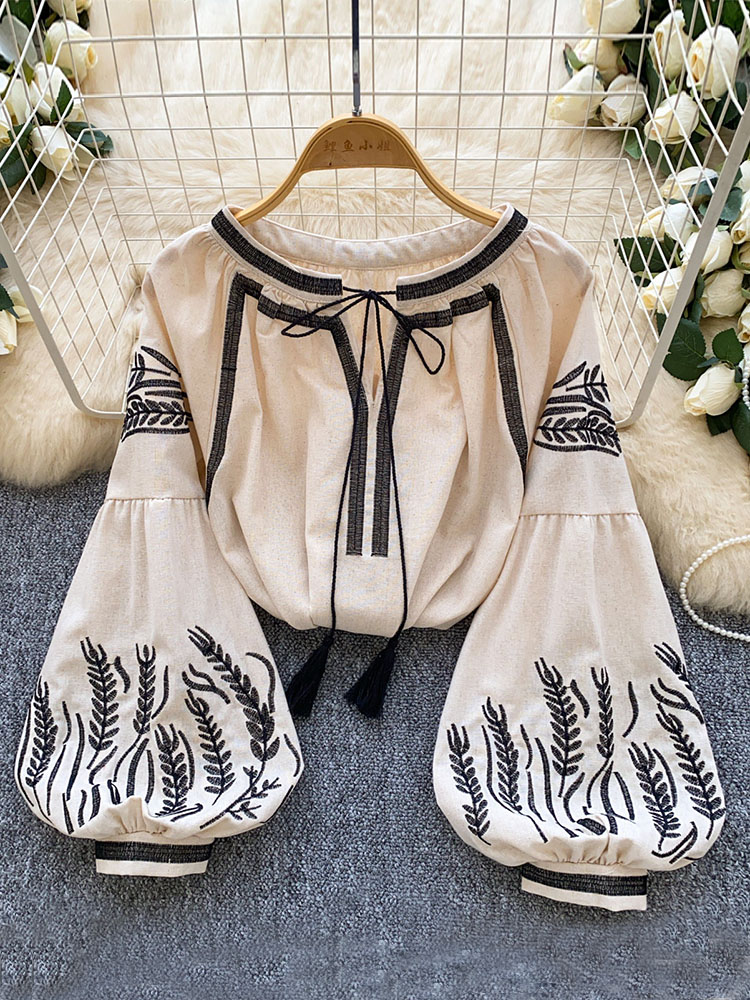 Embroidery Blouse - Blusa Feminina Estilo Boêmio com Mangas