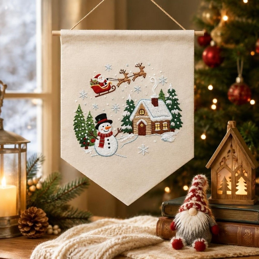 Embroidery Xmas Tree - Kit de Bordado de Natal Feito