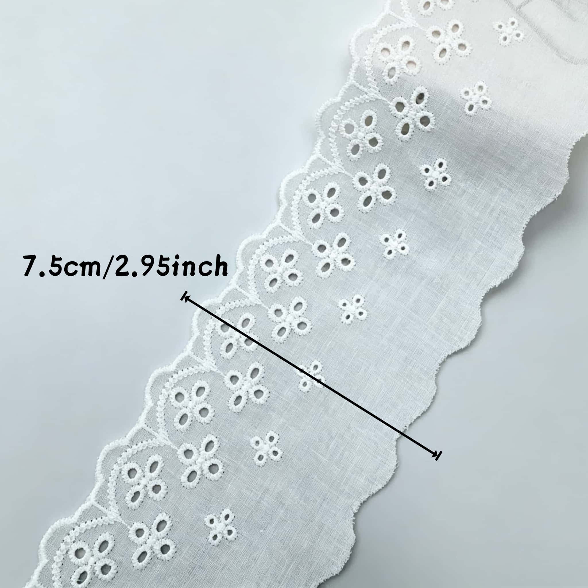 Renda de Algodão com Ilhós de  - Embroidery Eyelet avaliação e preço