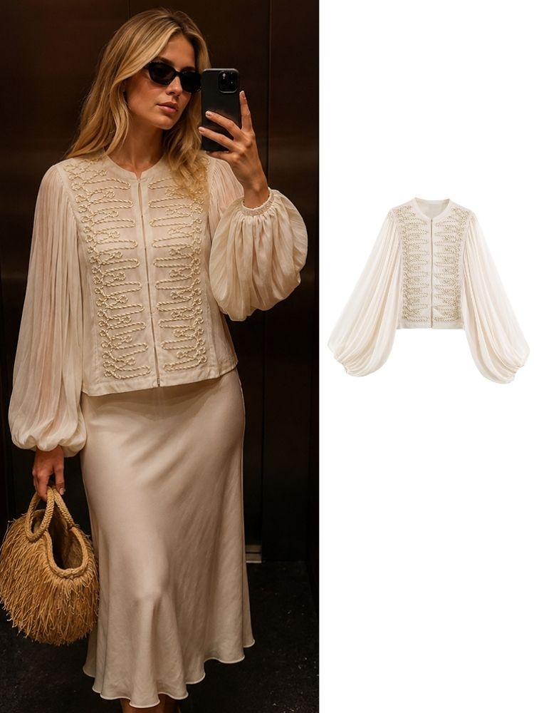 Cardigã Feminino HH de Chiffon - Embroidery Blouse avaliação e preço