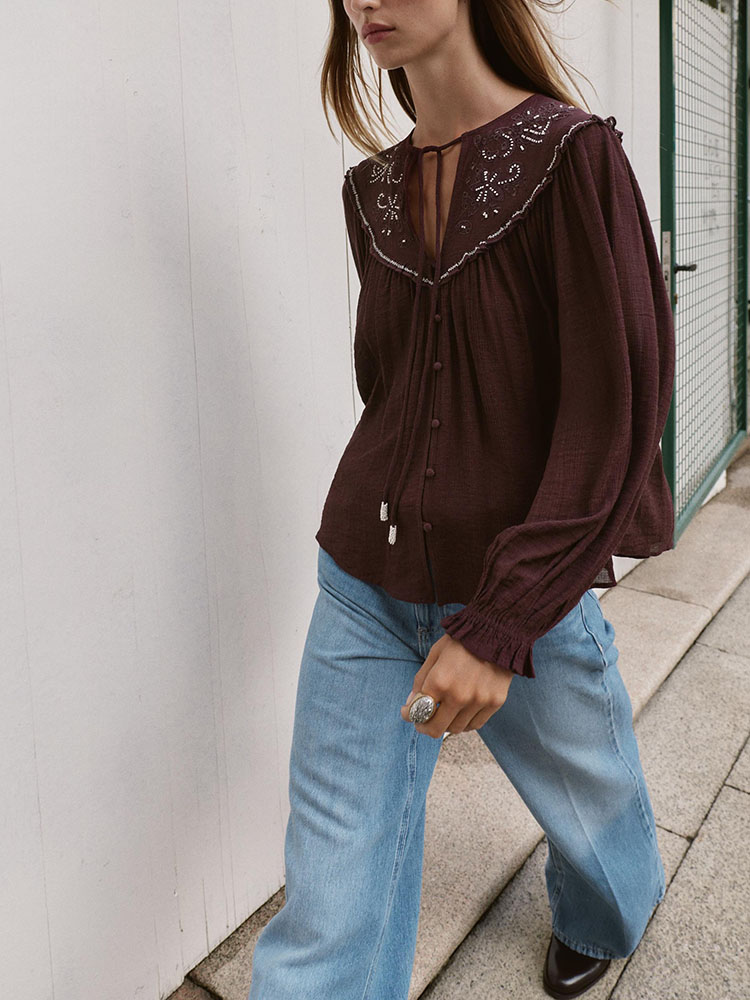 Nova Coleção Inverno 2025: Cam - Embroidery Blouse avaliação e preço