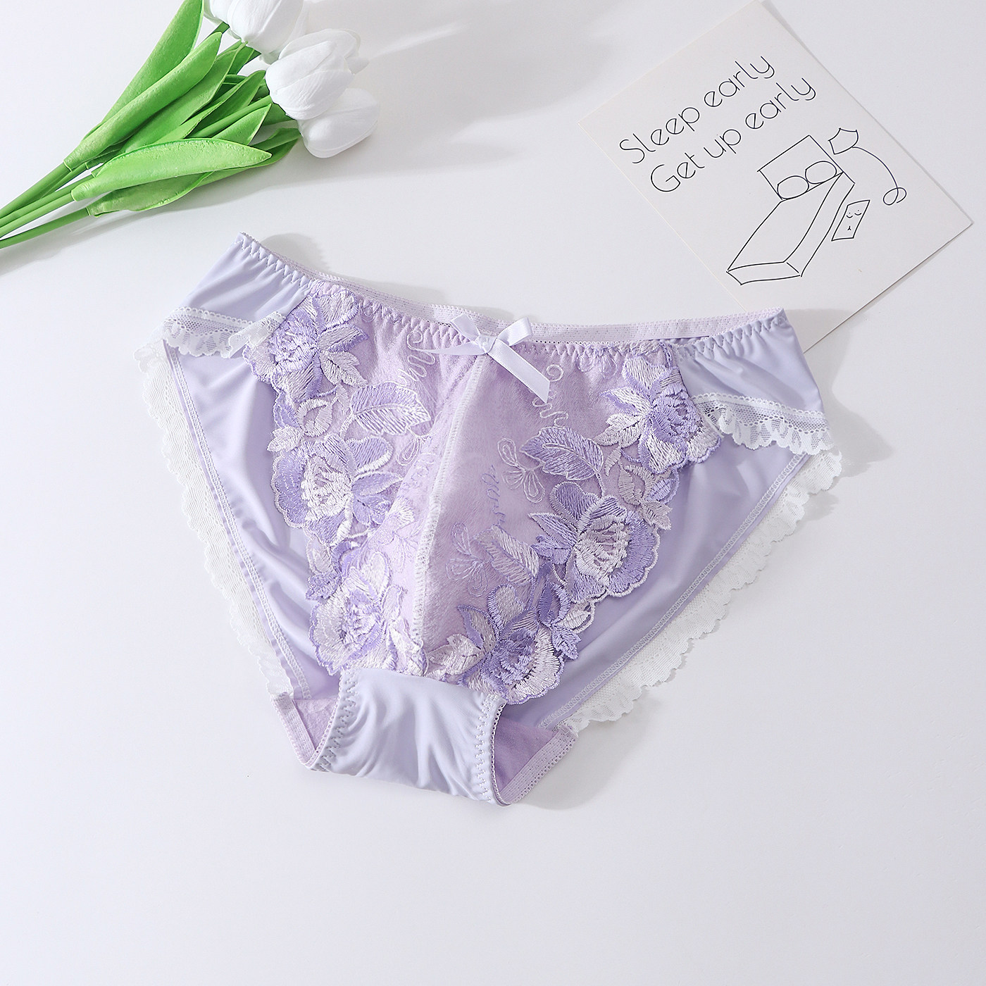Cuecas de Renda Floral Rosa de - Embroidery Knit avaliação e preço