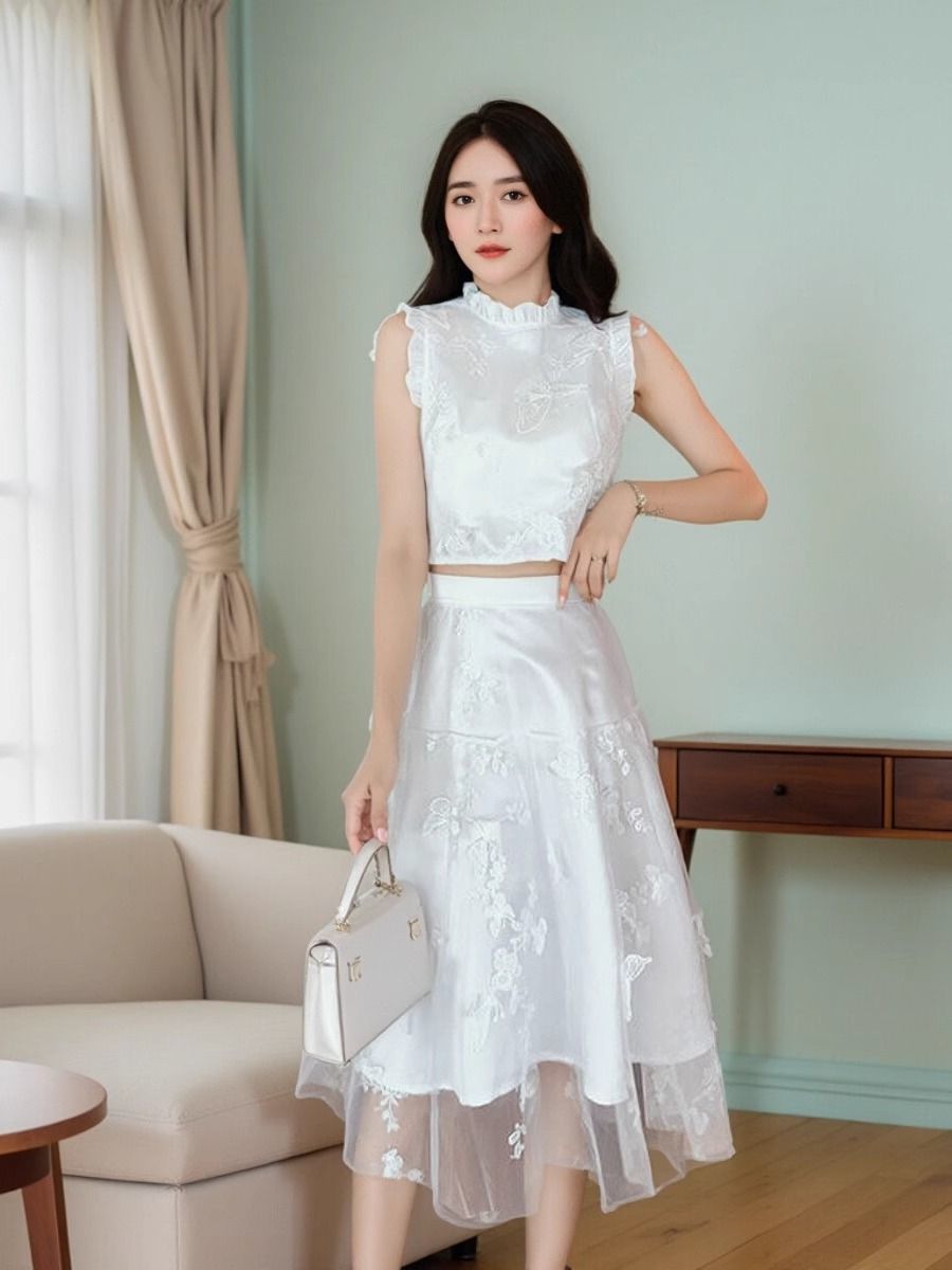 Novo Conjunto de Verão de Alta - Embroidery Blouse avaliação e preço