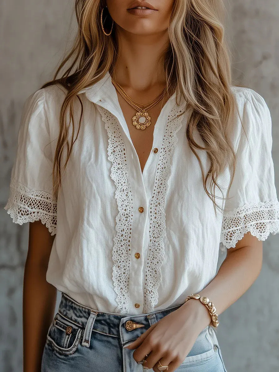 Camisas Elegantes Femininas Ca - Embroidery Blouse avaliação e preço
