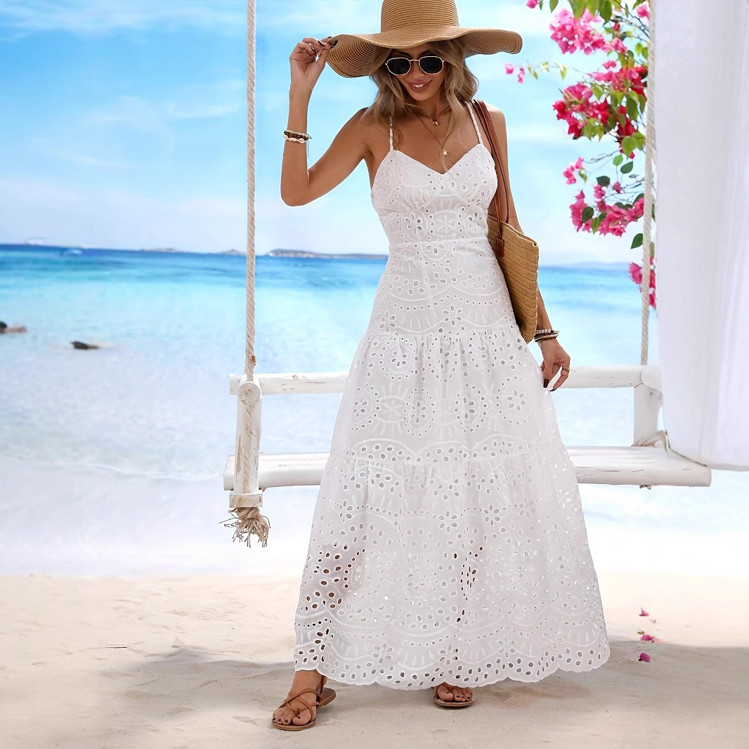 Novo Vestido Maxi de Verão 202 - Embroidery Eyelet avaliação e preço