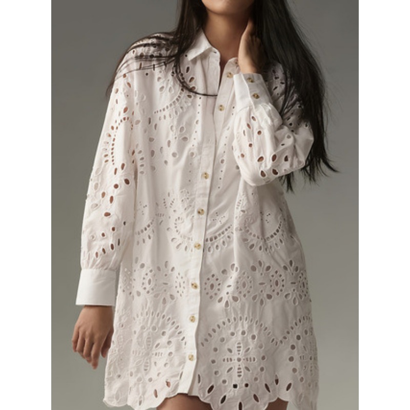 Vestido Camisa Feminino Liso c - Embroidery Eyelet avaliação e preço