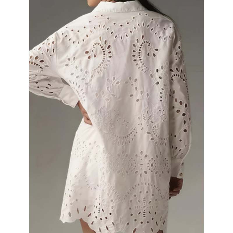 Vestido Camisa Feminino Liso c - Embroidery Eyelet avaliação e preço