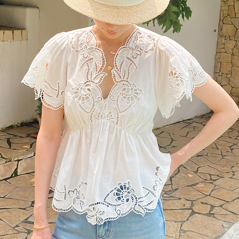 Blusa Feminina Estilo Francês  - Embroidery Eyelet avaliação e preço