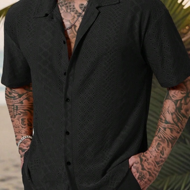 Camisa masculina azul claro ma - Embroidery Eyelet avaliação e preço
