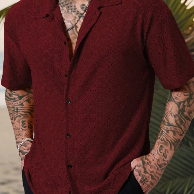 Camisa masculina azul claro ma - Embroidery Eyelet avaliação e preço