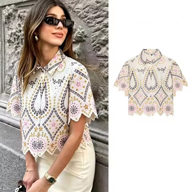Camisa Feminina PRINTKAOIR com - Embroidery Eyelet avaliação e preço