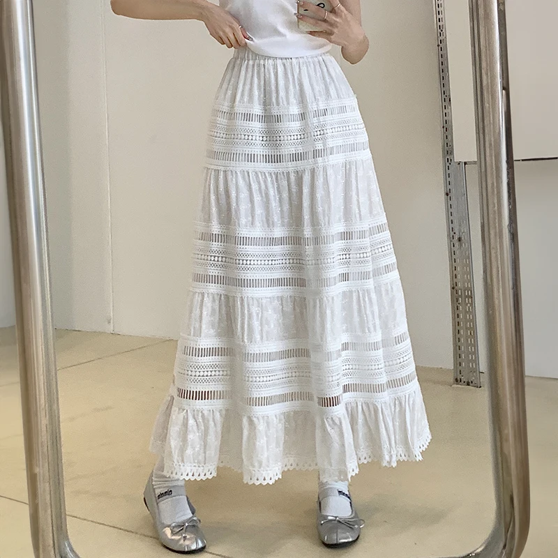 Saia Midi Branca com Bordado d - Embroidery Eyelet avaliação e preço