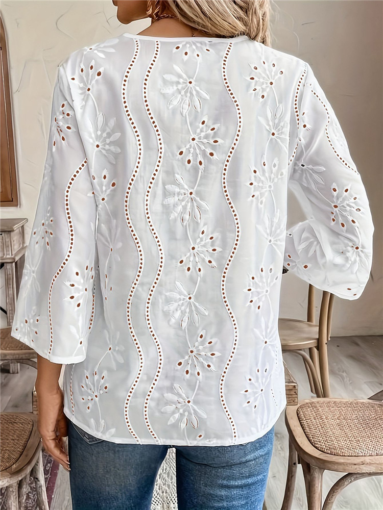 Camisa Branca Feminina Elegant - Embroidery Blouse avaliação e preço
